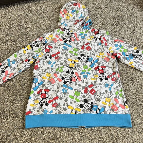 Disney Parks Womens Size L Hoodie Mickey Mouse Allover Prints Sweatshirt Zip New - Picture 5 of 7